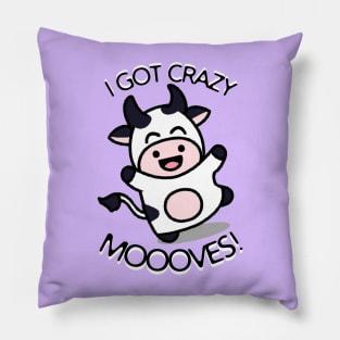 Crazy MOOVES Cow Pun Pillow