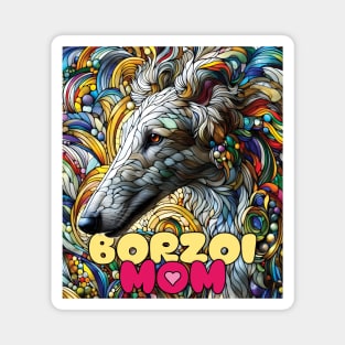 Borzoi mom, stained glass. I love borzois. Magnet