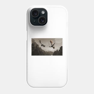 Two dragons flying over the mountain Phone Case