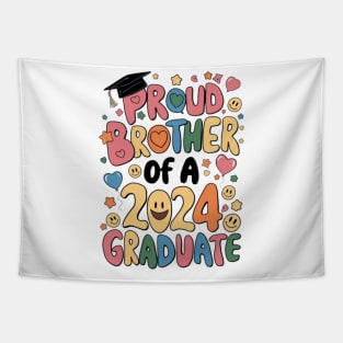 Proud Brother of a 2024 Graduate Senior Class Graduation Shirts for Family Party Tapestry