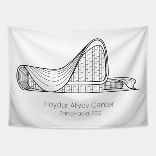 Zaha Hadid Architect Building Black Outline Tapestry