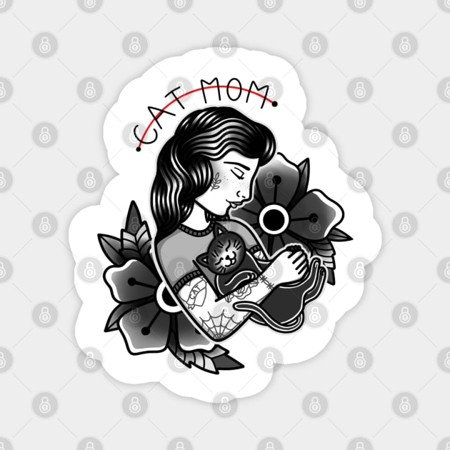 Tattooed ‘Cat Mom’ Magnet by Ames-O-Art