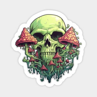 Trippy Psychedelic Mushroom Skull Infected Magnet