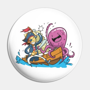 Octopus Pirate Battle Pin