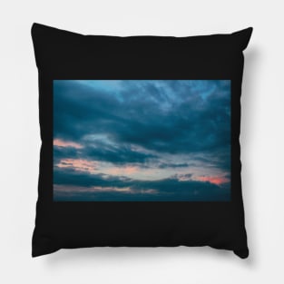clouds sunset summer evening aesthetic photography turquoise blue orange Pillow