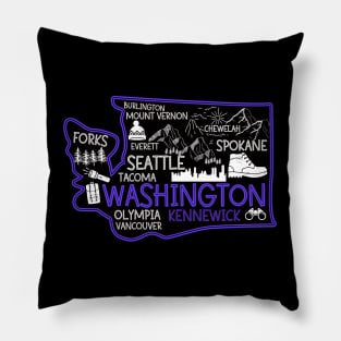 Washington Kennewick cute map Tacoma Forks Spokane Pillow