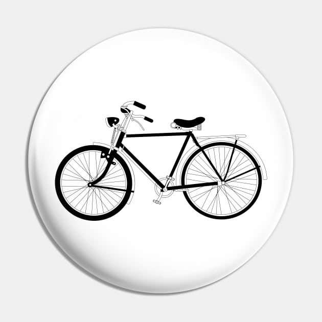 Onthel Vintage Bicycle Black Outline Pin by kindacoolbutnotreally