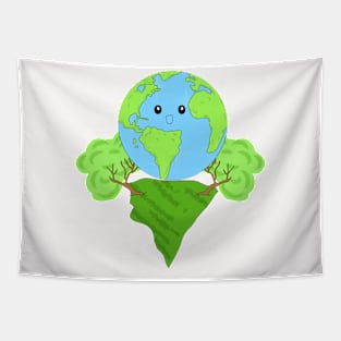 Mother Earth on land in nature, Eco-friendly concept. Tapestry