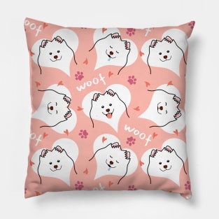 Samoyed Dog Emoji - Pink Pillow