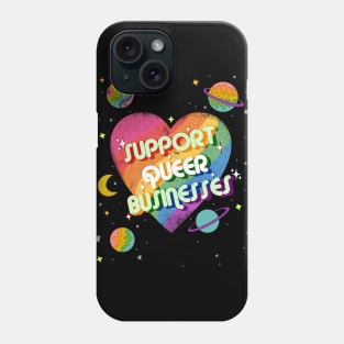 Support queer businesses vintage distressed design with planets Phone Case