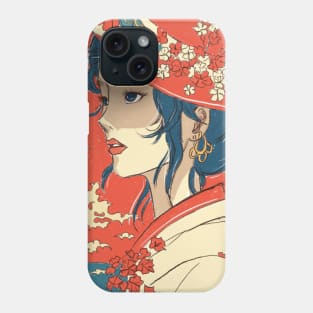 Beautiful girl wearing a red hat on a hot day Phone Case