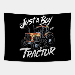 "Tractor Enthusiast: Just a Boy Who Loves Tractors" Tapestry