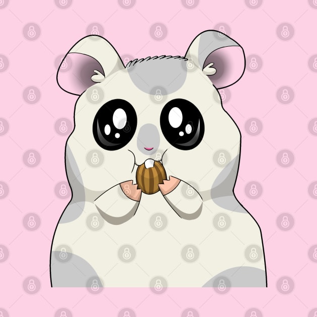 Cute Cartoon Hamster Eating by mareescatharsis