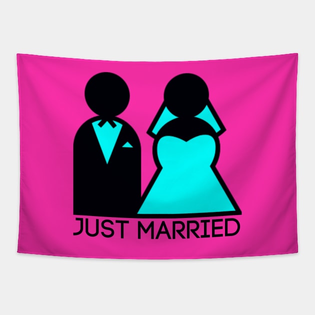 Just Married Newlyweds in Cyan Tapestry by TheDaintyTaurus