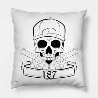 B/W Revolver Skull Pillow