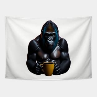 Gorilla with coffee mug Tapestry