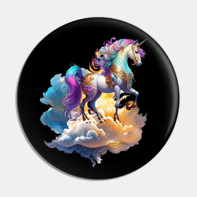 Mythical Unicorn sunny horse clouds splash watercolor fantasy magic tale romance illustration Pin by sofiartmedia