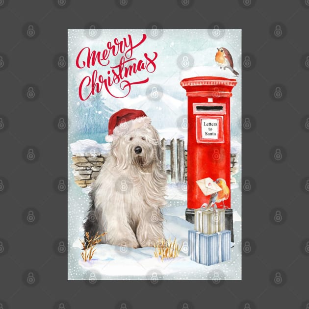 Old English Sheepdog Merry Christmas Santa Dog by Puppy Eyes