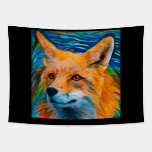 Beautiful Fox Oil Painting in the Style of Van Gogh Self Portrait Tapestry