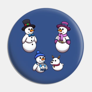 Happy Cartoon Snowman Family Sticker Pack Pin
