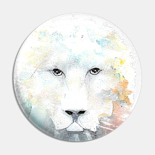 Lion Wild Animal Nature Watercolor Art Painting Pin