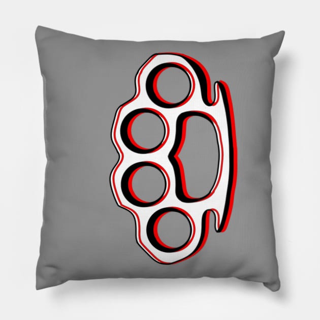 Brass Knuckles, Knuckle Duster, Tattoo Design Pillow by Tenpmcreations