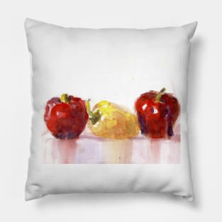 Three Peppers - Original Watercolors Pillow