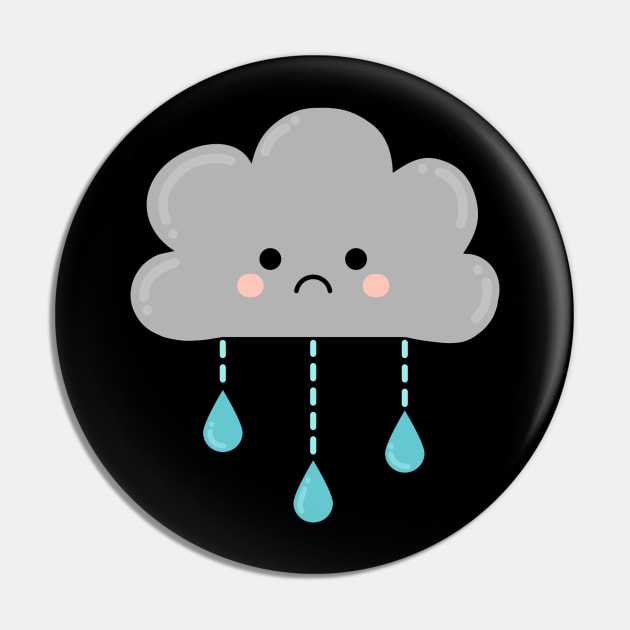 Cute Kawaii Rain Cloud - Okay To Feel Sad Pin by LittleBunnySunshine