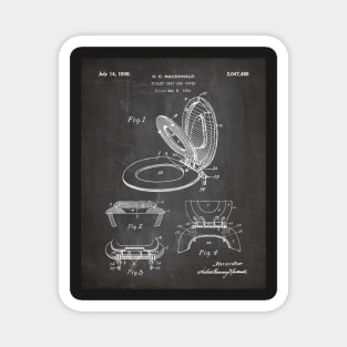 Toilet Seat Patent - Bathroom Art - Black Chalkboard Magnet