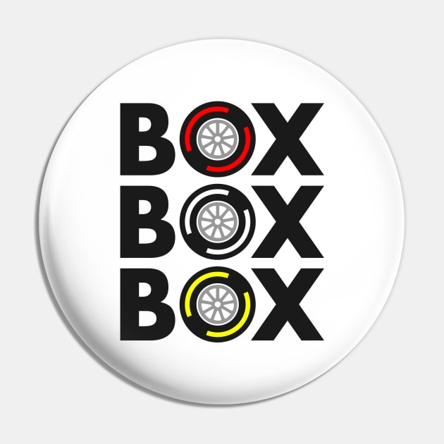 "Box Box Box" F1 Tyre Compound Design Pin by DavidSpeedDesign