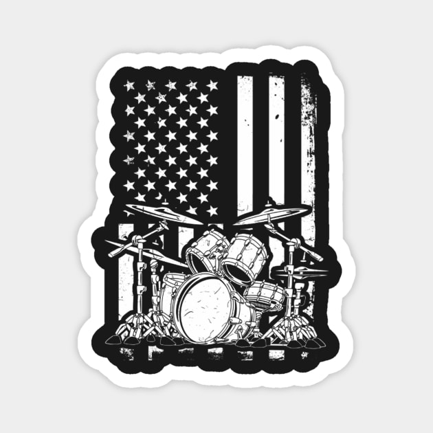 Drum Kit American Flag Drummer Musician Magnet by FogHaland86