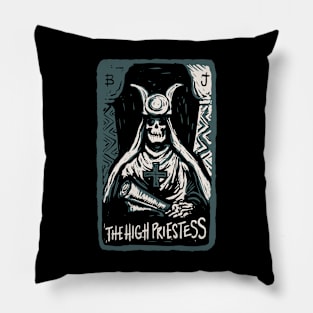 The High Priestess Skeleton Skull Tarot Card Pillow