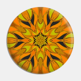 Cartoon Mandala Flower Yellow Orange and Blue Pin