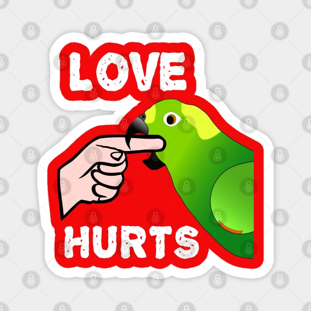 Love Hurts Yellow Naped Amazon Parrot Biting Magnet by Einstein Parrot