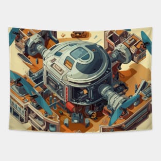 Isometric Space station Tapestry