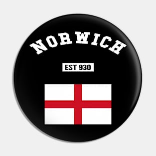 👑 Norwich England Strong, Flag of England, Est 930, City Pride Pin