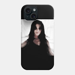 Portrait, digital collage and special processing. Somewhat scary, but pleasant girl. Dark side. White light. Phone Case