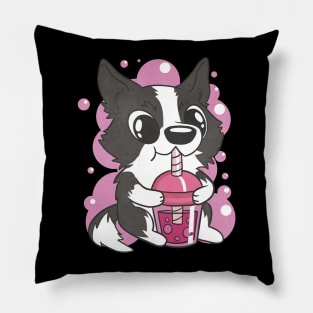 Border collie dog bubble tea Pillow