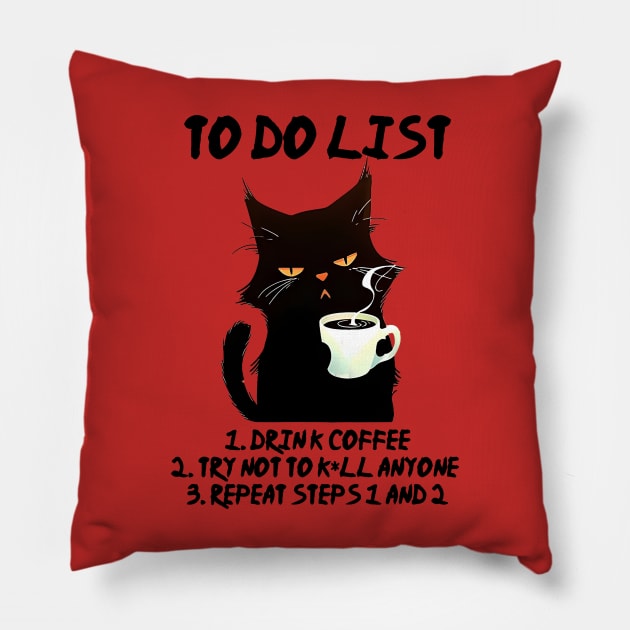 Black Cat To Do List Pillow by KayBee Gift Shop