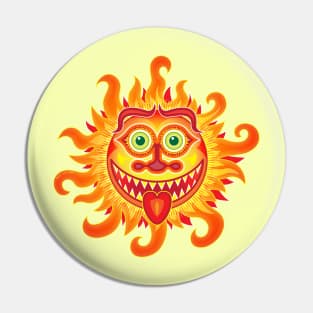 Mischievous summer sun grinning and sticking its tongue out Pin