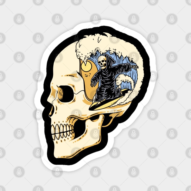 Surfing on the Skull Head Magnet by schopixai