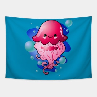 Kawaii Pink Jellyfish Tapestry