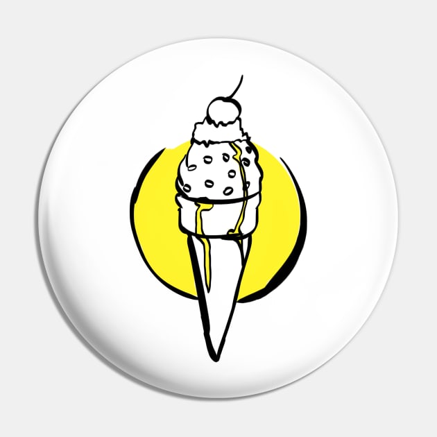 Ice Cream (Yellow) Pin by @akaluciarts