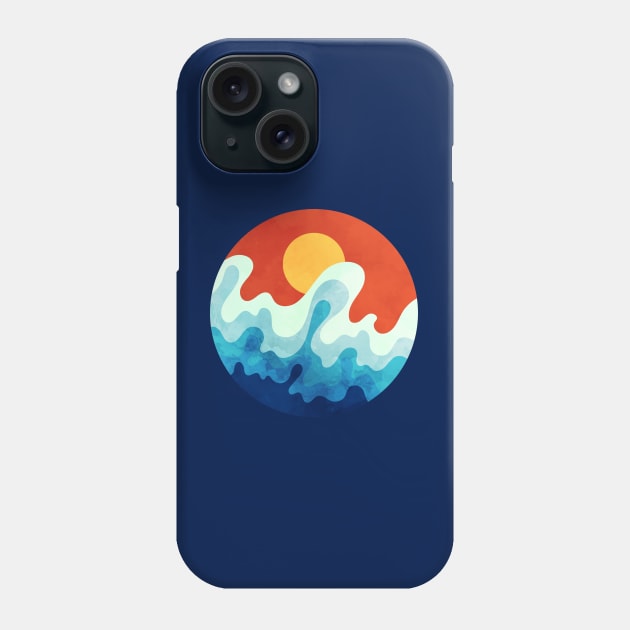 Vibrant Sun and Ocean Waves Art Phone Case by Insightly Designs