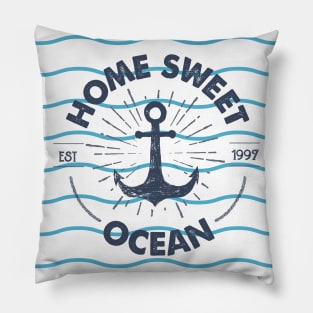 Nautical lettering:sweet home ocean Pillow