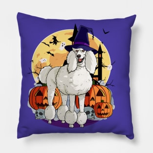 Standard Poodle Halloween Witch Pumpkin Pillow