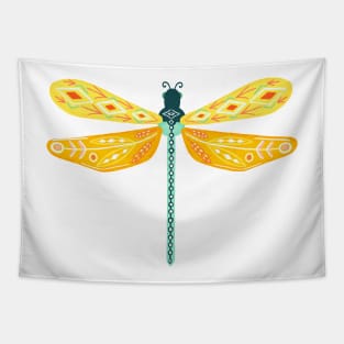 Folk Art Dragonfly - Yellow & Teal Tapestry