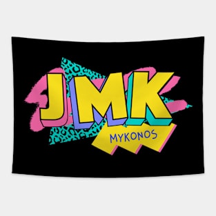 Mykonos, Greece Retro 90s Logo Tapestry