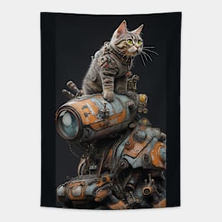 Cyborg Cat and Robot Tapestry