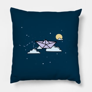 Flying origami boat Pillow